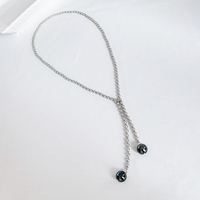 Pas cher Y-Shaped Tahiti Perles Longue Corde Souple Chaîne Pendentif Collier Haute Qualité Bijoux En Argent pour Fêtes Fille Style-Vente en Gros