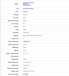 Brand New Original <strong>PIC16F628A-I</strong>/<strong>P</strong> 8-bit Microcontroller, DIP-18 Package MCU Single-chip Microcontroller in Stock - Product Image 2