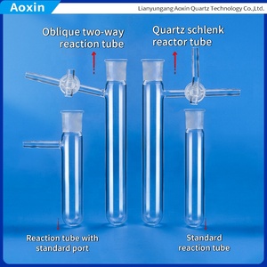 Usine personnalisée silice fondue verre pur 9999 laboratoire verrerie Tube de réaction flacon à col unique Quartz <span class=keywords><strong>Schlenk</strong></span> Tube - Product Image 2