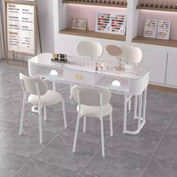 Table de Manucure en Verre Trempé Luxe Léger, Vente Directe Usine, Mobilier de Salon Économique avec Fonction de Rangement pour Salon de Manucure