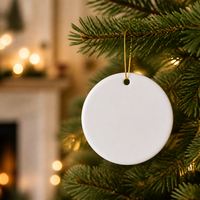 Vente en gros d'ornements de Noël suspendus en céramique, en acrylique et en cristal, en forme de cœur rond, personnalisés