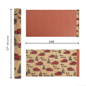 Matte Double-sided Pattern Coated Paper Vintage Bronzing Elk & Tree Pattern Christmas Wrapping Paper Roll Gift Decoration - Product Image 3