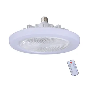 Vendita calda Smart telecomando LED ventola luce E27 appesa a soffitto a Led ventilatori per bagno cucina camera da letto piccolo ventilatore di illuminazione