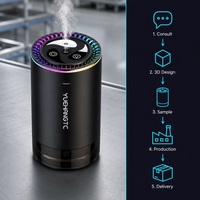 Diffuseur d'arômes et humidificateur de voiture YUEHANGTC, 7 modes RGB, brume ultrasonique, alimentation USB-C, design Yin Yang