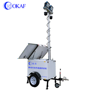 Tour d'éclairage mobile OKAF avec caméra CCTV sur remorque et mât télescopique LED - Product Image 1