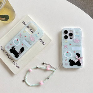 Coque de téléphone double couche vert menthe motif chat et nœud papillon pour iPhone 16 Pro Max 15 14 13 pour femme - Product Image 3