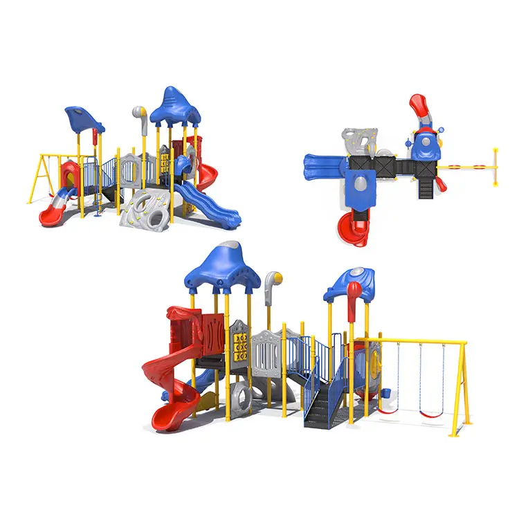 Outdoor Children Playground with Slide and Cake Roof Tree House for Kids Plastic Slide PP Film Cotton Inside FEIYOU