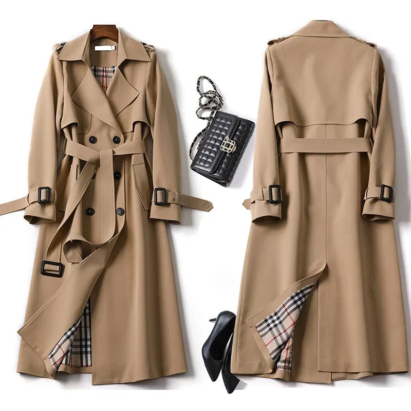 The New Hot Autumn and winter fashion women's lapel double-breasted jacket jacket slim belt women's Windbreaker coat