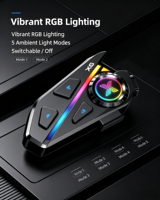 Casque de moto avec éclairage RGB, interphone sans fil 6.1, 5 modes ambiantes, partage de musique, assistant vocal, autonomie de 35 heures