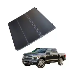 Off road accessories all aluminum truck bed cover Hilux Revo Rocco black hard three fold body top cover