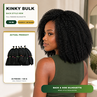 Extensions de cheveux synthétiques en vrac pour tresses, texture crépue, 14 pouces, 120g, 24 mèches, basse température, vente en gros