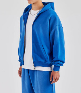 Sudadera con capucha de algodón 100% grueso de 500 GSM con cremallera, estilo urbano, talla grande, para hombre, sin impuestos en EE. UU. - Product Image 3