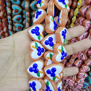 แก้วแลมป์เวิร์คหลายสี GP0991สับปะรดเชอร์รี่เห็ดผลไม้ลูกปัดรูปหัวใจสำหรับ<span class=keywords><strong>ทำ</strong></span>เครื่องประดับ - Product Image 5