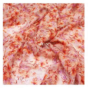 WI-VCS01 eco friendly sostenibile viscosa seta leggero abito in chiffon materiale tessuti florals stampa digitale per abbigliamento