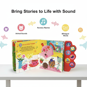 Livre sonore interactif pour bébés avec pochette rigide, poésies enfantines imprimées sur mesure, papier artistique, musique audio pour l'apprentissage précoce - Product Image 3