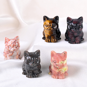 Vente en gros de pierres de guérison en cristal naturel, chat en cristal sculpté à la main pour la décoration - Product Image 1