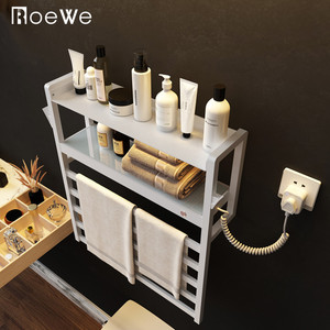 Porte-serviettes électrothermique en acier inoxydable avec étagère, porte-serviettes <span class=keywords><strong>mural</strong></span> Smart Home chauffe-serviettes électrique - Product Image 3