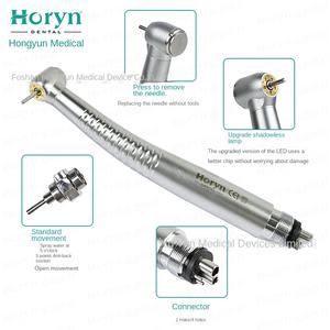 Horyndent Pieza <span class=keywords><strong>de</strong></span> mano dental <span class=keywords><strong>de</strong></span> alta velocidad, tipo push, con luz <span class=keywords><strong>de</strong></span> cinco haces y spray, acoplamiento <span class=keywords><strong>de</strong></span> conexión rápida, instrumento dental W1209L Clase I - Product Image 2