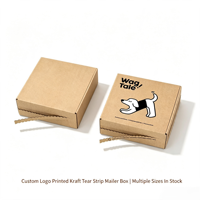 Boîte d'expédition en carton ondulé avec bande de déchirement Kraft, fermeture auto-adhésive, logo personnalisé, boîte à fermeture éclair pour emballage e-commerce