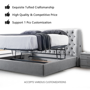 Роскошная мягкая кровать на заказ высокого качества с ворсом для спальни - Product Image 5