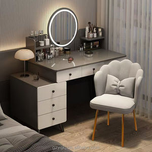 <span class=keywords><strong>Table</strong></span> de maquillage moderne intelligente à LED avec miroir éclairé Mobilier de chambre à coucher en MDF amovible Commode de bureau Style panneau pour petits appartements - Product Image 2