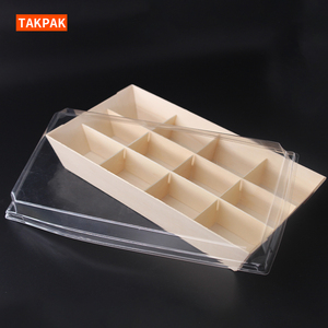 Bán buôn dùng một lần biểu tượng tùy chỉnh bằng gỗ Hộp bao bì thực phẩm cho đồ ăn nhẹ <span class=keywords><strong>cupcakes</strong></span> trứng Tart Waffle Brownie thức ăn nhanh vận chuyển - Product Image 5