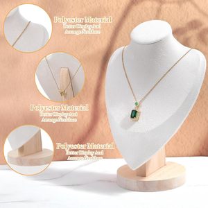 Small <b>Wooden</b> Leather Jewelry, White Necklace, <b>Clothes</b> Hanger, Half Body Portrait Display, Organizer, Mannequin Stand - Product Image 4