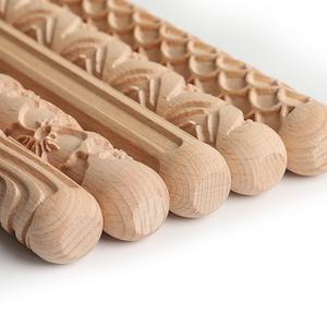 Bâton de gaufrage en bois de hêtre massif Outils en céramique Tête Texture bois Rouleau de boue pour les écoliers Planche à pâtisserie Rouleau à pâtisserie Motif - Product Image 2