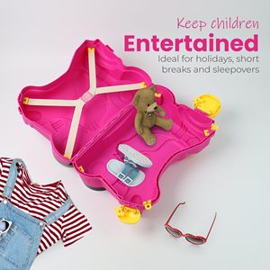 Kids <strong>Suitcase</strong> with Wheels Ride on Carry on Sit on Hand Luggage Cabin Trolley <strong>Children</strong> <strong>Suitcase</strong> Pink Travel Bags Boys &amp; Girls - Product Image 2
