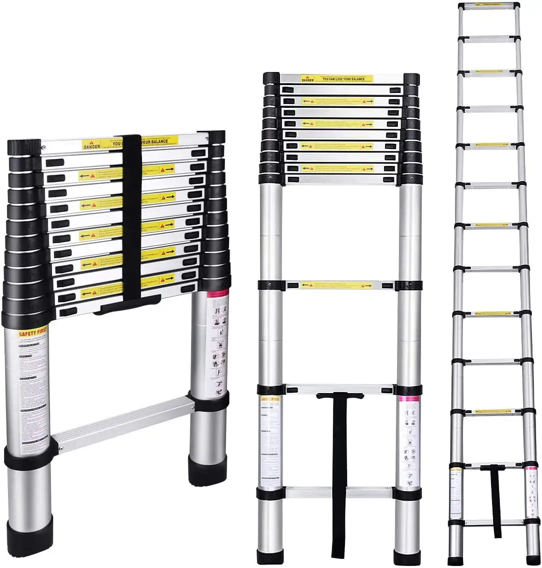 Telescoping Ladder for Roofing Business, Household Use, RV Outdoor Work, 330 lbs Capacity