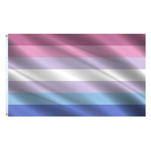 Bandera del Orgullo Bi-Género LGBTQ de 3x5 Pies, 100% Poliéster, Color Gris, con Ojales, Económica - Product Image 1