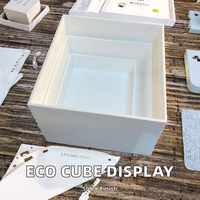 Présentoirs Cubiques Modernes en Acrylique Blanc Brillant Écologique de Qualité Supérieure – Boîtes de Présentation Carrées pour Aliments, Socles de Buffet Empilables