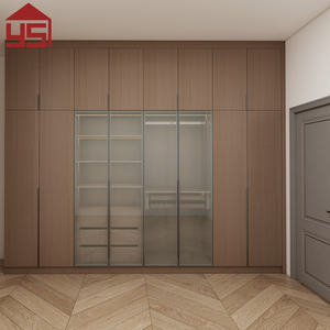 Armoire de rangement ouverte moderne écologique couleur taupe chaud, fabrication en bois massif, directement de l'usine, pour dressing - Product Image 5