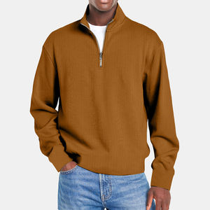 Pull en maille à col montant pour homme, style décontracté américain classique, couleur unie, coupe régulière, printemps - Product Image 5