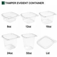 Contenant alimentaire carré en PET transparent jetable pour restaurant, inviolable, pour fruits, noix, salades et charcuterie, vente en gros