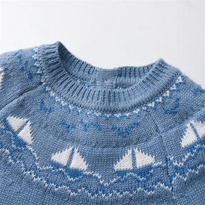 Otoño Invierno bordado suave niños prendas de punto patrón azul niños suéter de punto bebé <span class=keywords><strong>Boutique</strong></span> niño ropa - Product Image 4