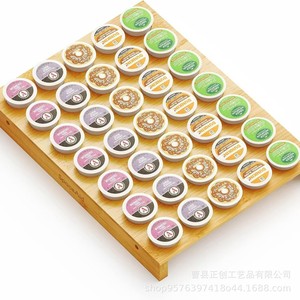 Support de rangement pour dosettes de café en bambou massif, 30 compartiments, couleur bois naturel, écologique et durable - Product Image 4