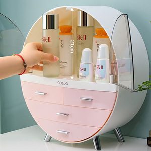 Hàn Quốc thời trang trang điểm tổ chức cho phòng tắm Vanity vòng hình dạng 4 lớp mỹ phẩm lưu trữ hộp chăm sóc da hiển thị trường hợp W/ngăn kéo - Product Image 3