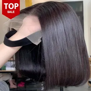 Peruca de cabelo humano virgem sem cola, peruca curta sem cola pré-arrancada, cabelo humano