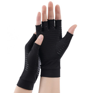 Guantes Deportivos Unisex sin Dedos, Finos, <span class=keywords><strong>para</strong></span> Terapia <span class=keywords><strong>de</strong></span> Artritis Reumatoide, Alivio del Dolor, Compresión con Inyección <span class=keywords><strong>de</strong></span> Cobre, Entrenamiento y Fitness - Product Image 1