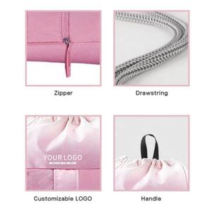2025 New Fashion Free Design Extra Large Capacity Polyester Drawstring Bag Custom Logo for Pink Drawstring Cinch <b>Shopping</b> Bag - Product Image 2