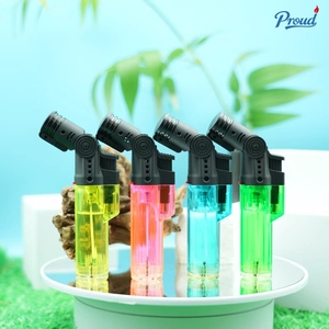 Encendedor de Butano de Plástico al por Mayor, Encendedor de Triple Chorro Ajustable, Encendedor de Cigarros Resistente al Viento, Encendedor Tipo Pistola - Product Image 2
