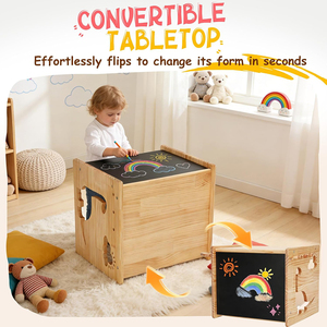 Set Tavolo e Sedie in Legno Montessori per lo Svezzamento con Lavagna per Bambini da <span class=keywords><strong>1</strong></span> a 3 Anni - Product Image 5