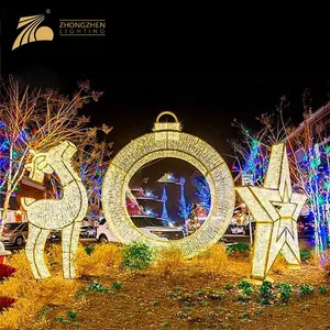 Professionele Custom Vakantie Outdoor Decoratie Verlichting 3D Rendier Led Kerst Motief