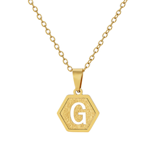 Lincy Thời Trang Cá Nhân 26 Bảng Chữ Cái Necklace18k Vàng Mạ Hình Lục Giác Mặ<span class=keywords><strong>t</strong></span> Dây Chuyền Ban Đầu Thư Quyến <span class=keywords><strong>R</strong></span>ũ Vòng Cổ Cho Phụ Nữ Vòng Cổ - Product Image 3