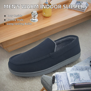 OEM Factory Customized Men's Flat Moccasins Loafer Home Shoes Winter Warm Bedroom Closed Autumn Indoor for <b>Slippers</b> TPR Outsole - Product Image 2