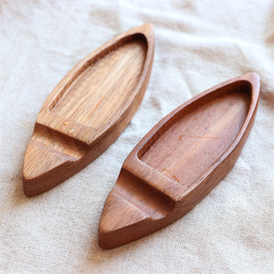 Plat à assaisonnement haut <span class=keywords><strong>de</strong></span> gamme en bois d'acacia japonais, plat en bois rétro à double usage pour desserts avec baguettes - Product Image 4