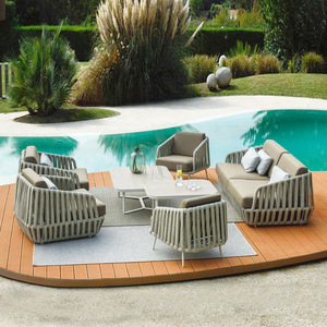 Ensemble de salon de jardin en aluminium et corde tressée, idéal pour villa, collection de meubles d'extérieur, canapé sectionnel, vente chaude - Product Image 2