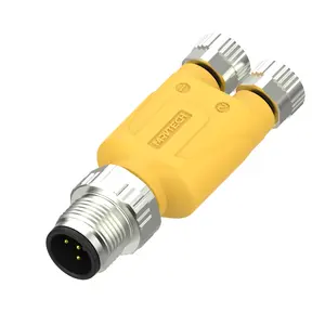 Marvtech Waterproof Y Splitter Connector one male M12 to two M8 female 2-Branch Compact Splitters adapter ethercat