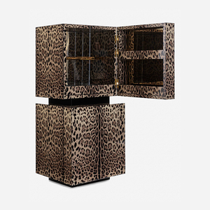 Vitrina de madera funcional de diseño de marca de lujo moderna de gama alta, Unidad de barra con estampado de leopardo para sala de estar - Product Image 4